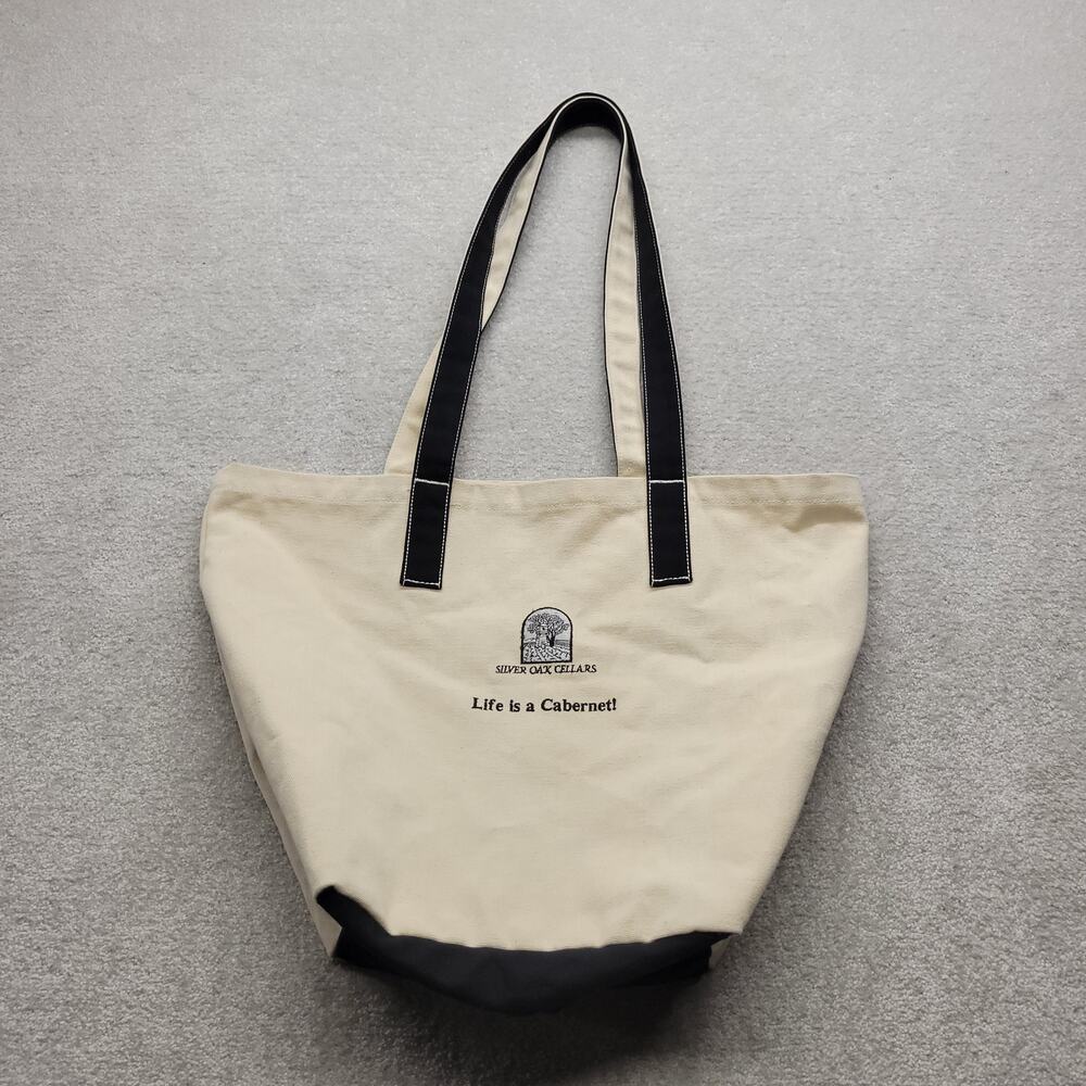 Napa Valley Clothing Co Silver Oak Cellars Wine Canvas Tote Bag Beige Black